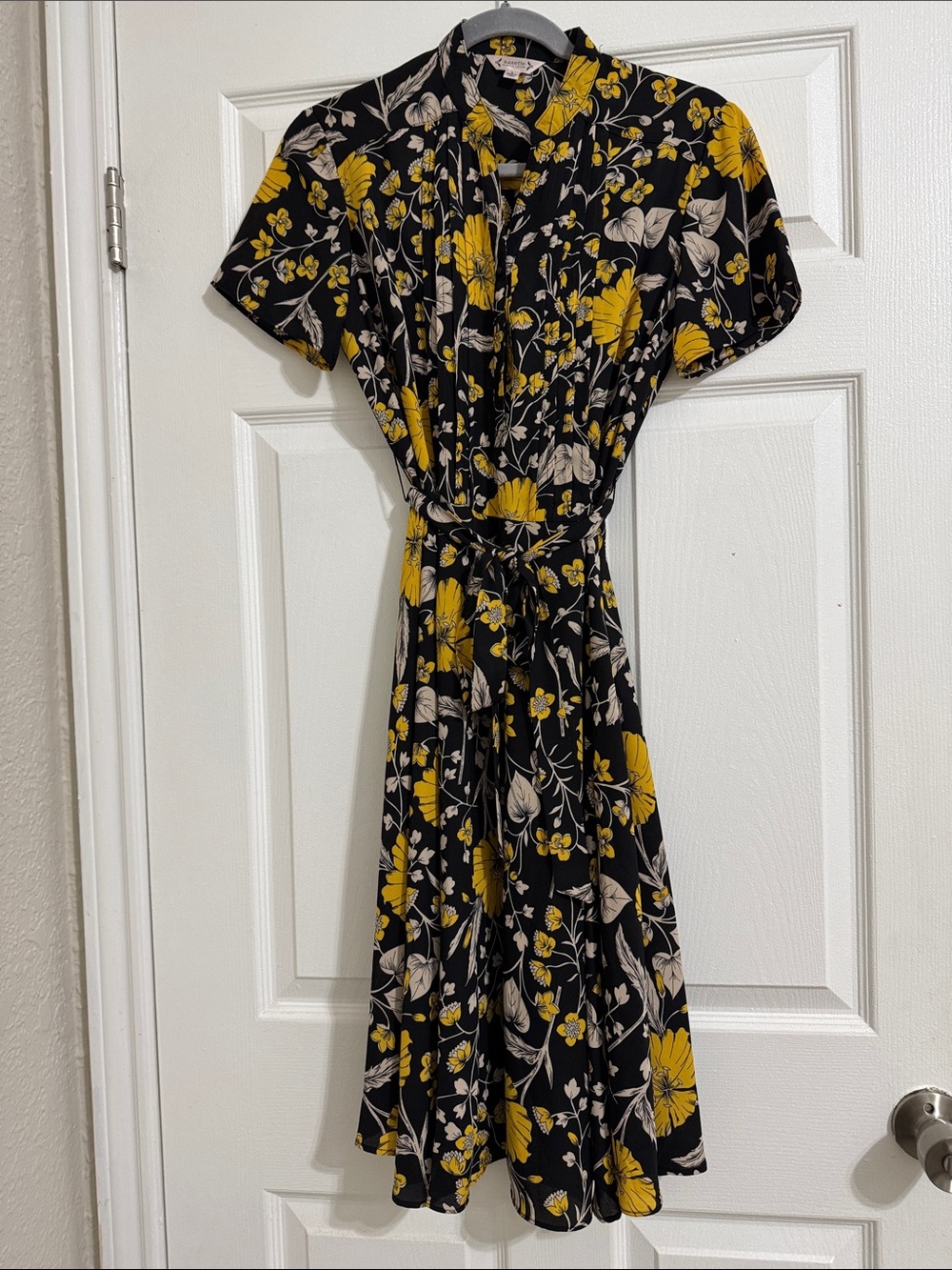 Nanette Lepore Black Dress with Yellow & Cream Floral Print